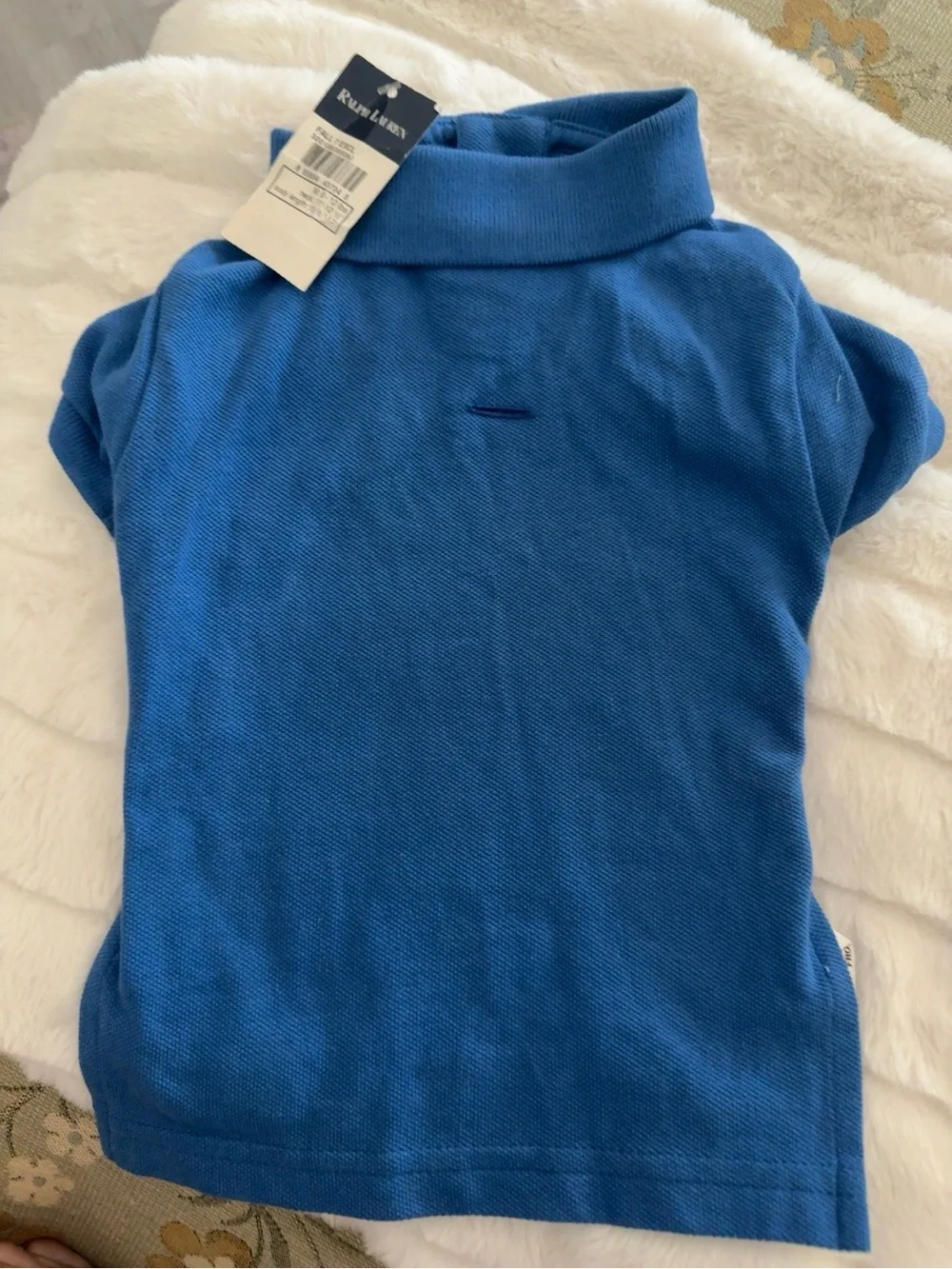 Ralph Lauren Blue Dog Polo Shirt with Yellow Pony- Pet clothing